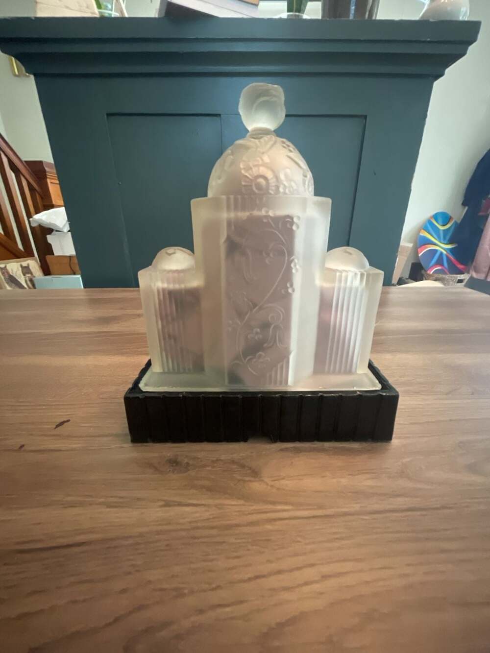 Vintage Art Deco Frosted Glass Architectural Tier Desk Lamp-non-working - Picture 3 of 11